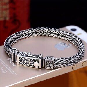 18K White Gold Mens Chain Link Bracelet 8" & 8.5" Size Guys 18 K Silver Jewelry